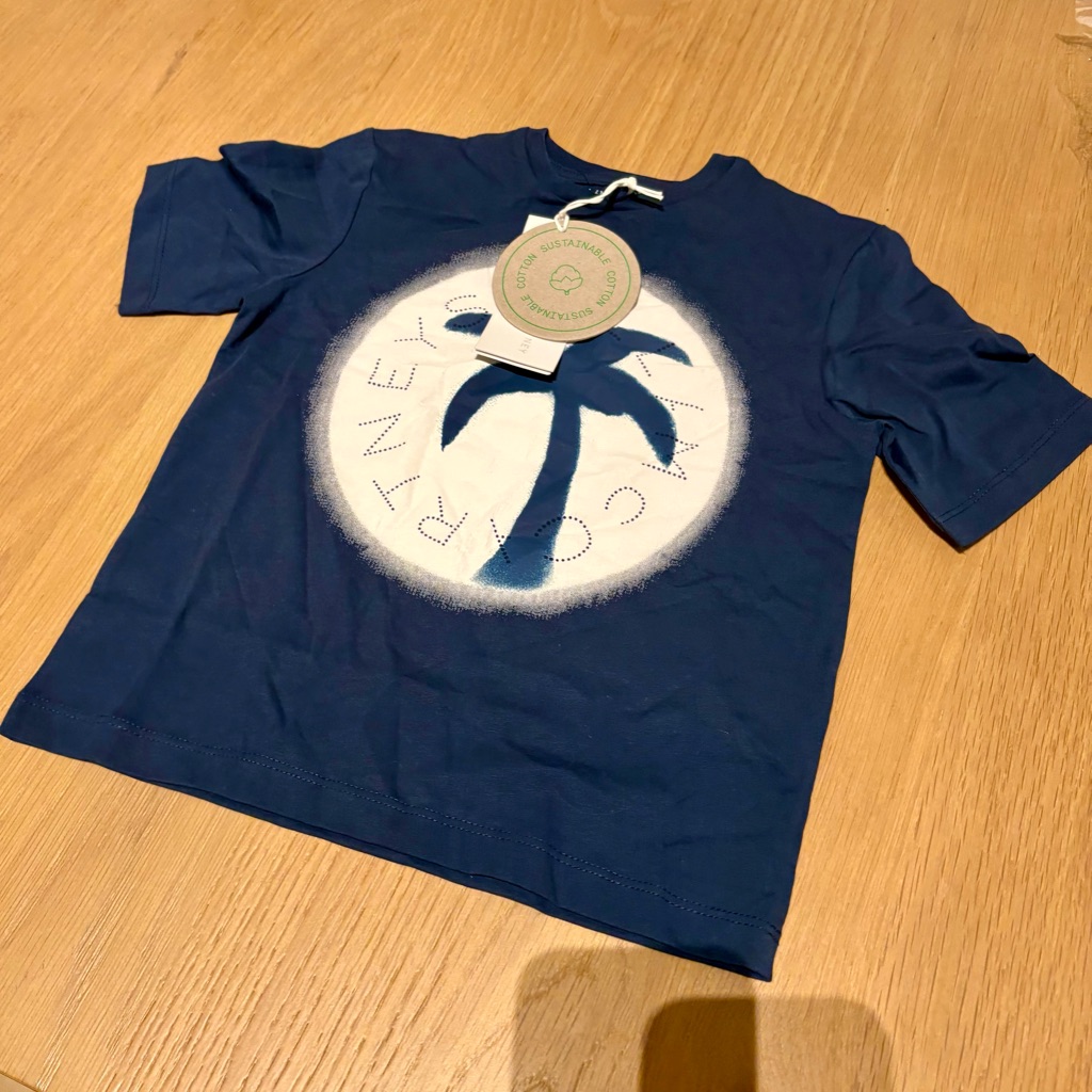 Nwt - Stella Mccartney Boys Toddler In Navy Blue Graphic Palm Tree Tee Size 4